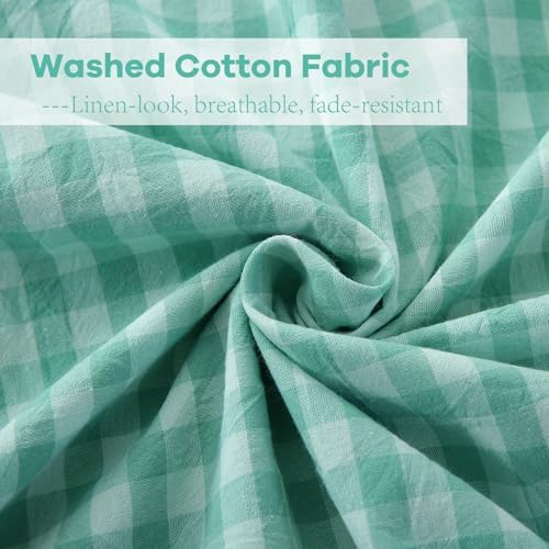 2 Pack Spa Blue Gingham Ruffle Standard Pillow Shams 20"x26" - Image 5