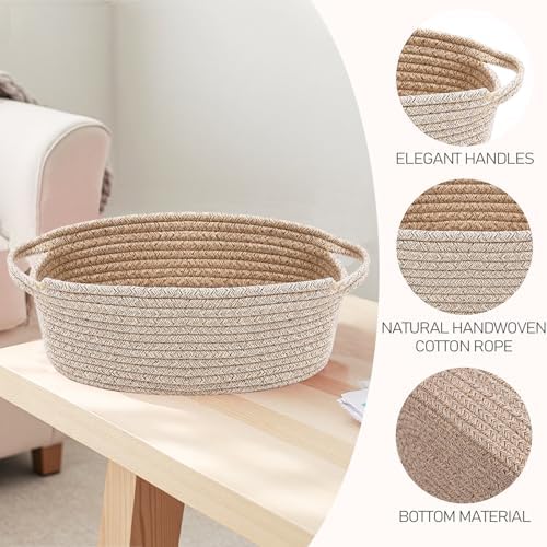 JMvicyroam Small Woven Basket, Empty Gift Basket, Oatmeal/3 Pack - Image 3