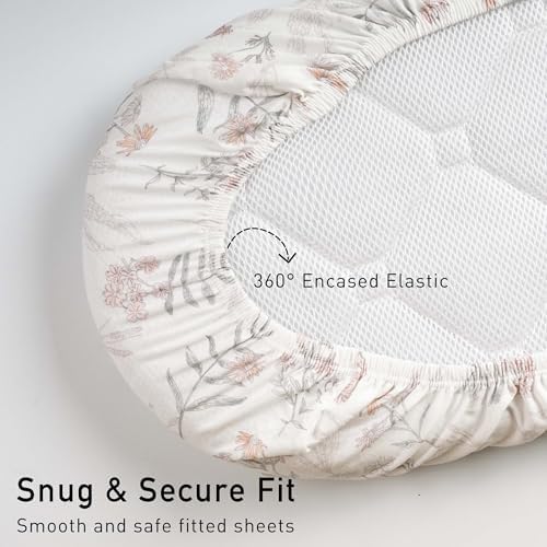 Gllquen Baby Organic Cotton Bassinet Sheets 2-Pack Pink Floral - Image 6