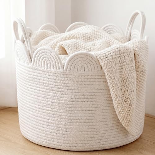 LemonRoad Round Woven Basket White by Unknown