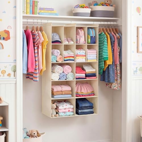5 Tier Hanging Closet Organizer, 14 Compartments Dual Row Storage - Image 2