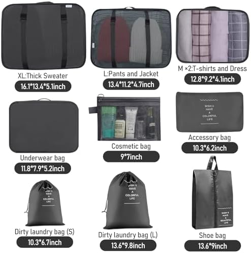 Packing Cubes for Travel 10 Set Luggage Organizer Bags - Image 6
