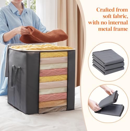 Lifewit 3 Pack 120L Extra Large Clothes Storage, Blanket Storage Bags - Image 2