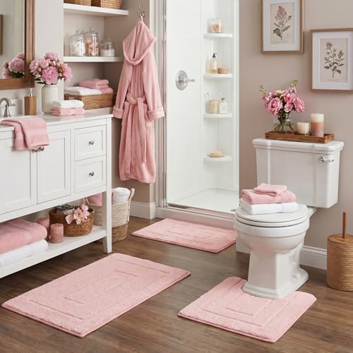 GRANNY SAYS Pink Bathroom Rugs Set 3 Piece, Soft Microfiber Bath Mats - Image 5