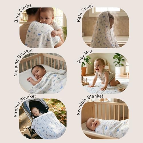 GLLQUEN BABY Muslin Swaddle Blankets 4Pk Receiving Blanket Large 35" x 40" - Image 4