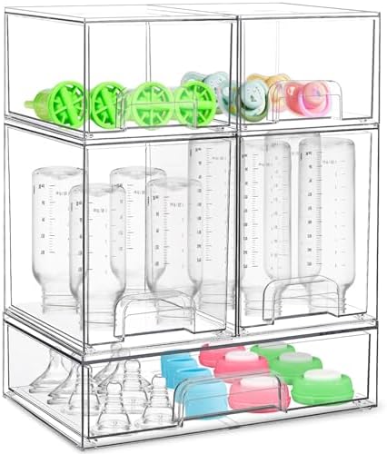 Baby Bottle Organizer for Countertop, Food-grade Stackable Acrylic Storage by Azorteja
