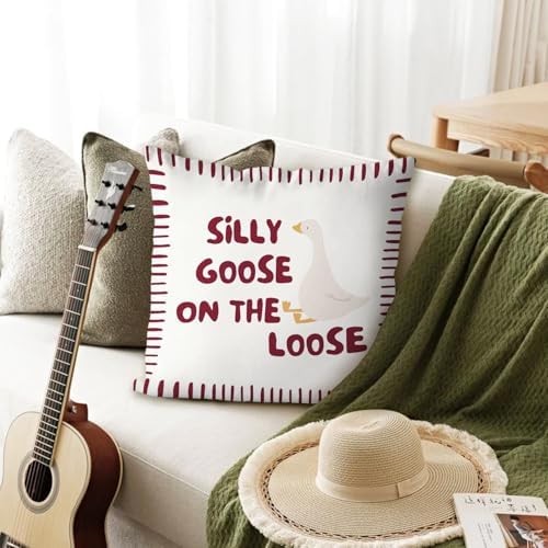 Cute Red Silly Goose Pillow Cover Toddler Boy Bedroom Decor - Image 3