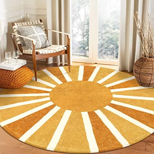 Lahome Boho Round Area Rug - 5Ft Soft Washable Round Classroom Rug by Lahome