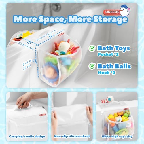 UNEEDE 2 Compartments Mesh Bath Toy Storage Organizer, an Upgraded - Image 2