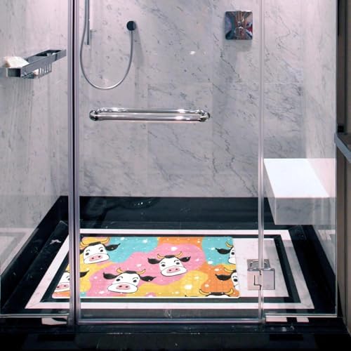 Bathtub Mat Non Slip 26.8x15.1In, Colorful Cow Bath Mat - Image 6