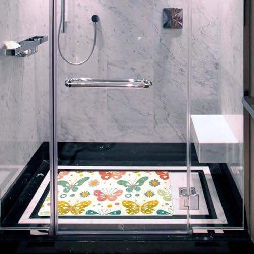 Bathtub Mat Non Slip 26.8x15.1In, Colorful Butterflies Bath Mat - Image 6