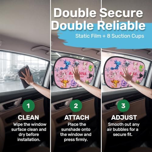 GENANY Axolotls Car Side Window Sun Shades 2 Piece 21 x 14 Inch - Image 5