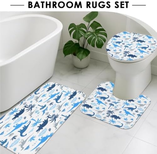 Britimes Bathroom Sets with Shower Curtain and Rugs Set of 4 Blue Grey - Image 5