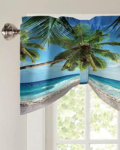Palms Tree Ocean Blackout Tie Up Valance Curtains - Image 3