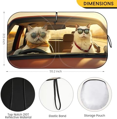 Car Windshield Sun Shade Foldable UV Reflector Front Window Animal Sunshade - Image 3