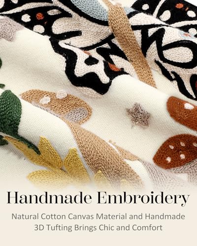 Embroidered Throw Pillow Cover, 20x12 Inch, Butterfly Moon - Image 2