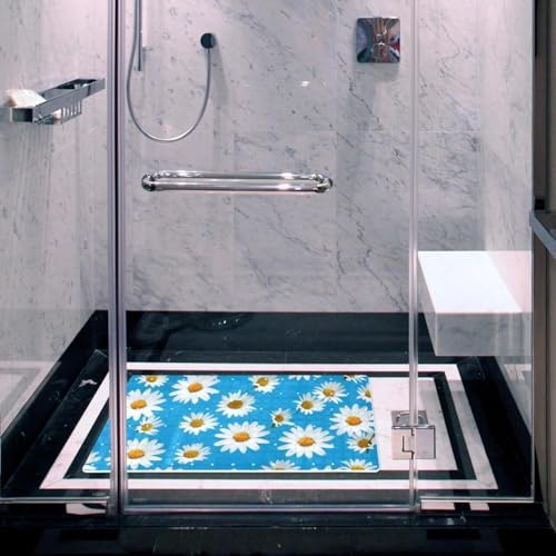 Shower Mat Non Slip 26.8 x 15.1 Inches, Daisies Flowers Bathtub Mat Shower - Image 6