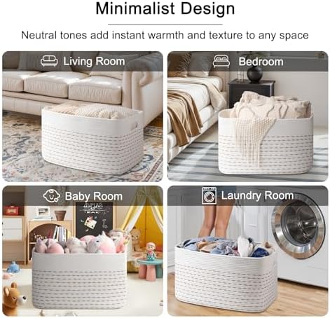 OIAHOMY 75L Large Blanket Basket Rectangle Storage Basket Light Yellow - Image 6
