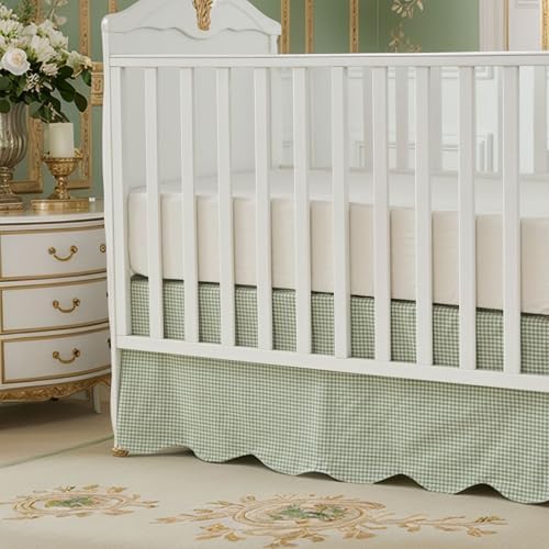 Brandream Scallop Edge Cotton Crib Skirt, Baby Boy, Baby Girl, Gender Neutral - Image 2