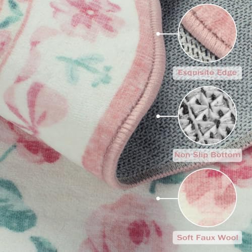 Rugalia Bow Floral Washable 5x7 Rug - Image 2