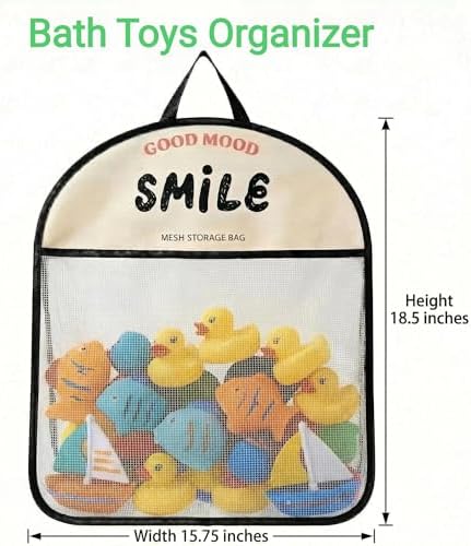 Good Mood Smile Bath Toy Storage Bag – Large Capacity Quick Dry Hanging - Image 6