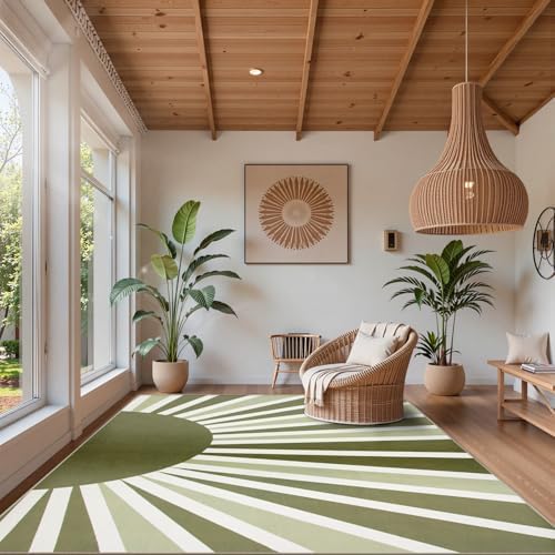 Lahome Green Boho Rainbow Sun Area Rug 5x7 - Image 7