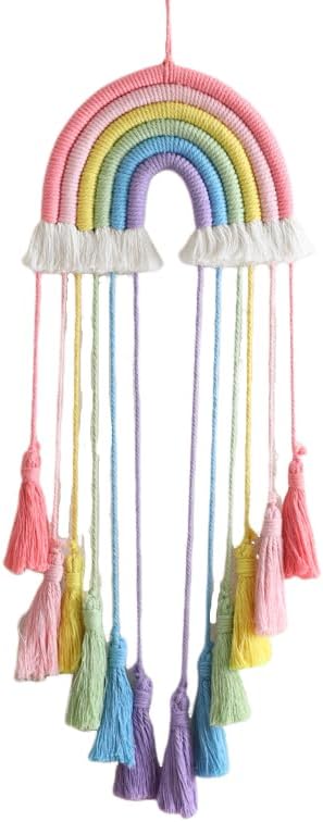 Rainbow Macrame Wall Hanging, Girls Room Decor by Honcas