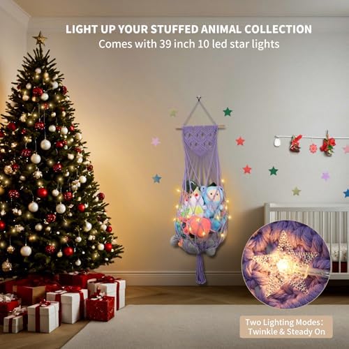 63Inch Stuffed Animal Storage Net Corner, Macrame Toy Hammock - Image 5
