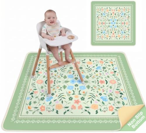 Splat Mat for Under High Chair Waterproof Non Slip Floor Mat for Baby by UnicornCastle