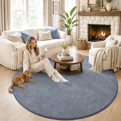 Keeko Round Area Rug 4ft for Living Room Bedroom, Soft Washable Circle Rug - Image 4