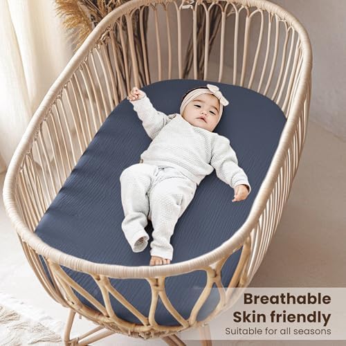 Konssy Muslin Bassinet Sheets for Baby Boys and Girls, 2 Pack - Image 3