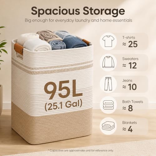 Laundry Hamper, Cotton Rope Laundry Basket - Image 4
