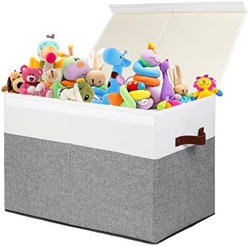 Large Toy Storage Box with Lid, Toy Chest Bin Boxes Basket with Dividers by Gowee