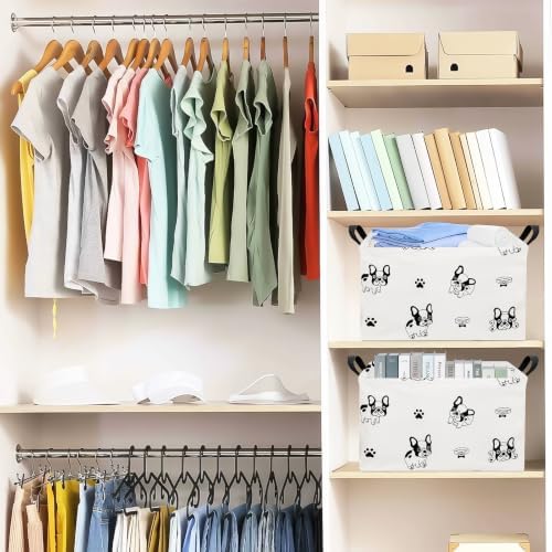 Rectangular Fabric Storage Bin, Foldable Bulldog print Basket - Image 4