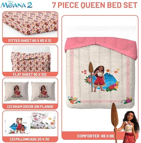 Disney Moana Queen Comforter Set 7 Piece Kids Bedding - Image 3