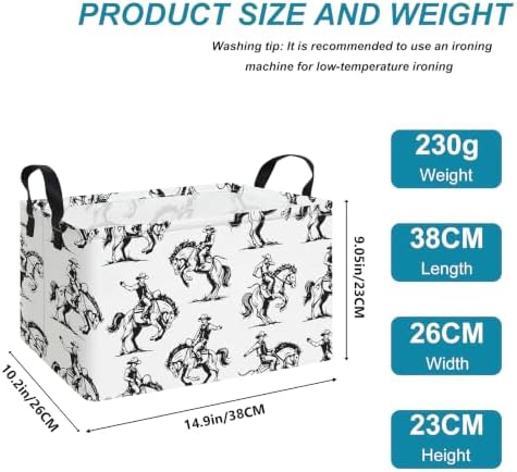 Western Cowboy Rectangular Fabric Storage Basket - Image 2