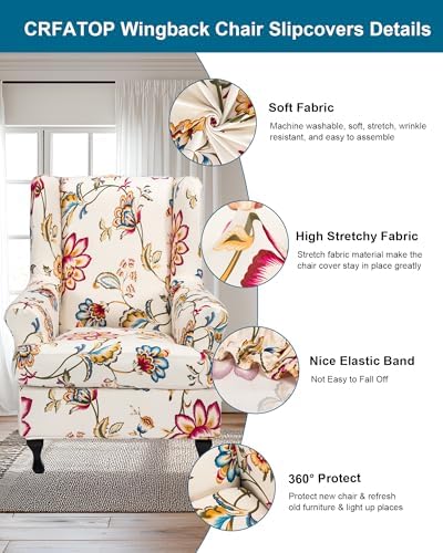 CRFATOP Wingback Chair Covers Wing Armchair Slipcovers - Image 2