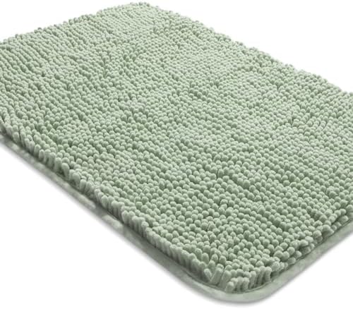 Yeaban Chenille Sea Foam Bathroom Rug 24"x36", Non-Slip Rubber Backing by Yeaban