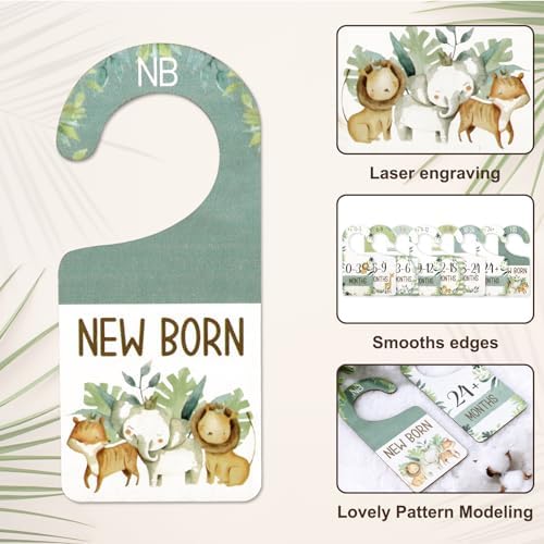 Whaline 8 Pcs Baby Closet Size Dividers Watercolor Jungle Animals Hanging - Image 3