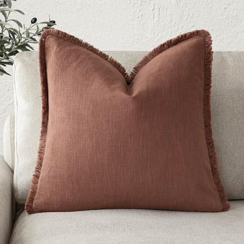 Foindtower Decorative Linen Fringe Throw Pillow Covers Cozy Boho Farmhouse by Foindtower