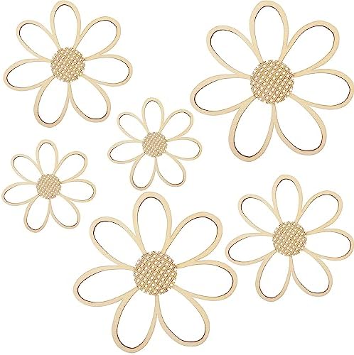 Thyle 6 Pcs Daisy Wall Decor Wooden Flower - Image 6