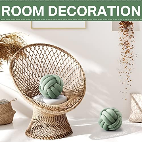 Namalu 7.87 Inches 2 Pcs Knot Pillow Decorative Throw Pillow, Dark Green - Image 4