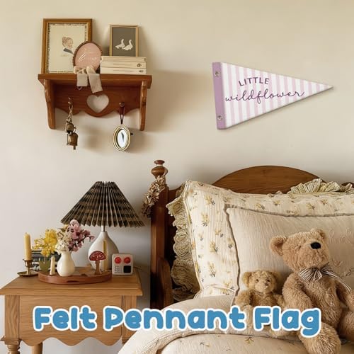 Wildflower Nursery Decor Pennant Felt Banners Flags, Pennant Girls Room Decor - Image 2