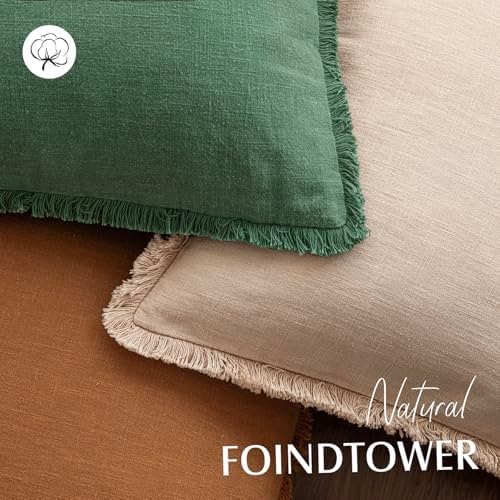Foindtower Decorative Linen Fringe Throw Pillow Covers Cozy Boho Farmhouse - Image 4