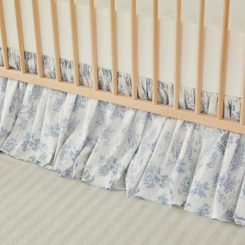 Brandream French Country Toile Floral Print Cotton Crib Skirt Toddler Bedskirt - Image 5