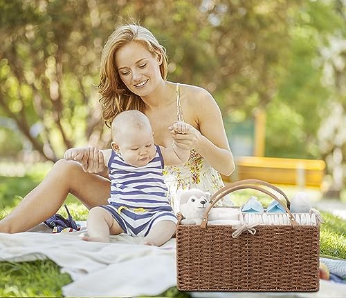 HBlife Baby Diaper Caddy Organizer, Paper Rope Storage Baskets Nursery Bin - Image 5