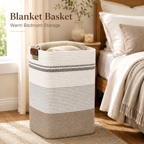 Laundry Hamper, Cotton Rope Laundry Basket - Image 4