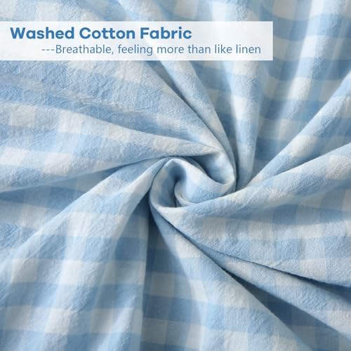 Light Blue White Gingham Ruffle Body Pillow Cover 20"x54" - Image 6