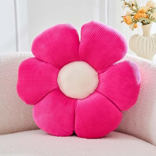 Kcvvcr Hot Pink Flower Pillow, 19.6" Cute Flower Shaped Floor Pillow, Aesthetic by Kcvvcr