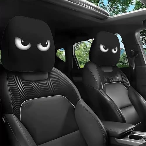 Car Headrest Covers with Funny Smiley Face Design, Universal Fit, 10.2x11 inches by DTVSQHM